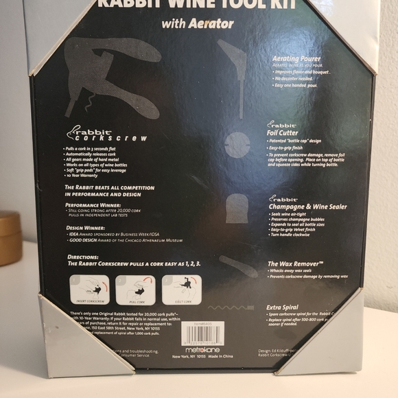 Metrokane The Original Rabbit Wine Tool Kit With Aerator, 6-Pc Tool Set. NEW - Picture 5 of 6